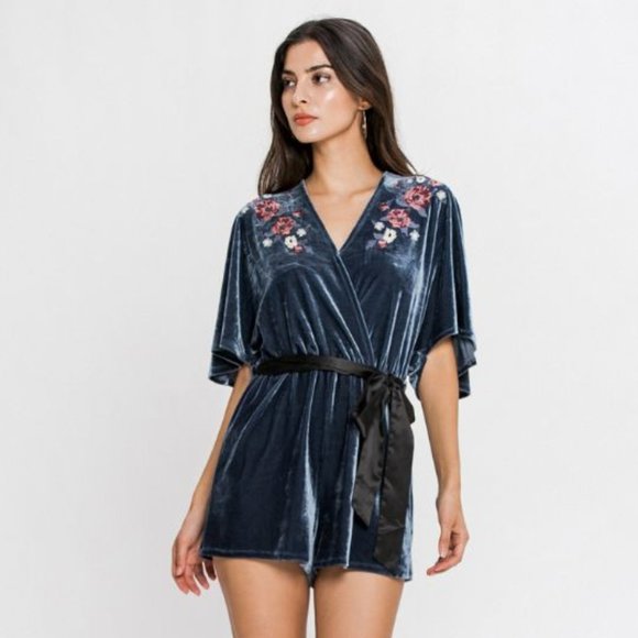 Flying Tomato Boho Velvet Romper - Picture 3 of 9